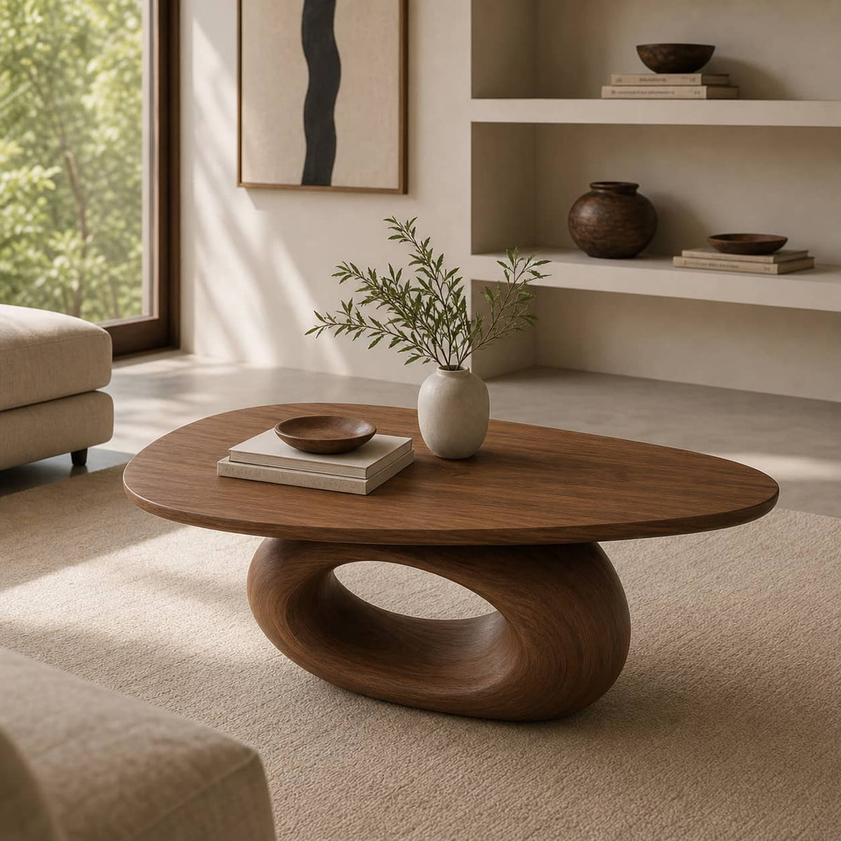 Oswald Freeform Solid Wood Coffee Table For Living Room