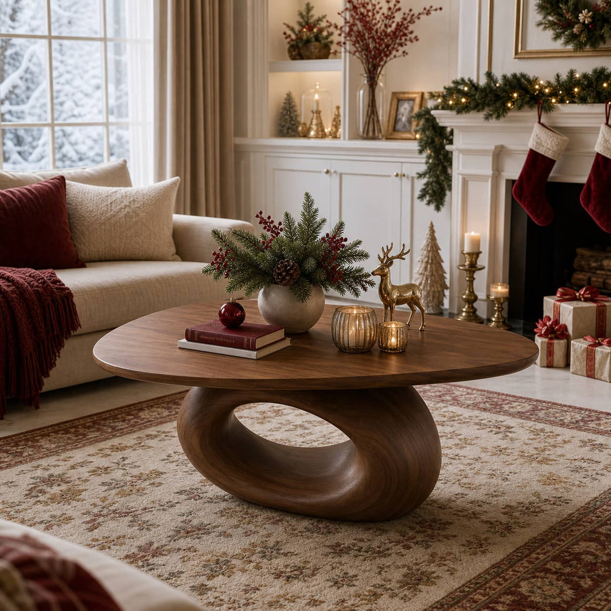 Oswald Freeform Solid Wood Coffee Table For Living Room