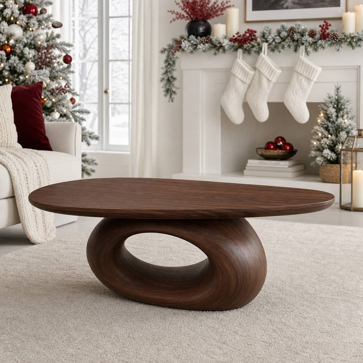 Oswald Freeform Solid Wood Coffee Table For Living Room