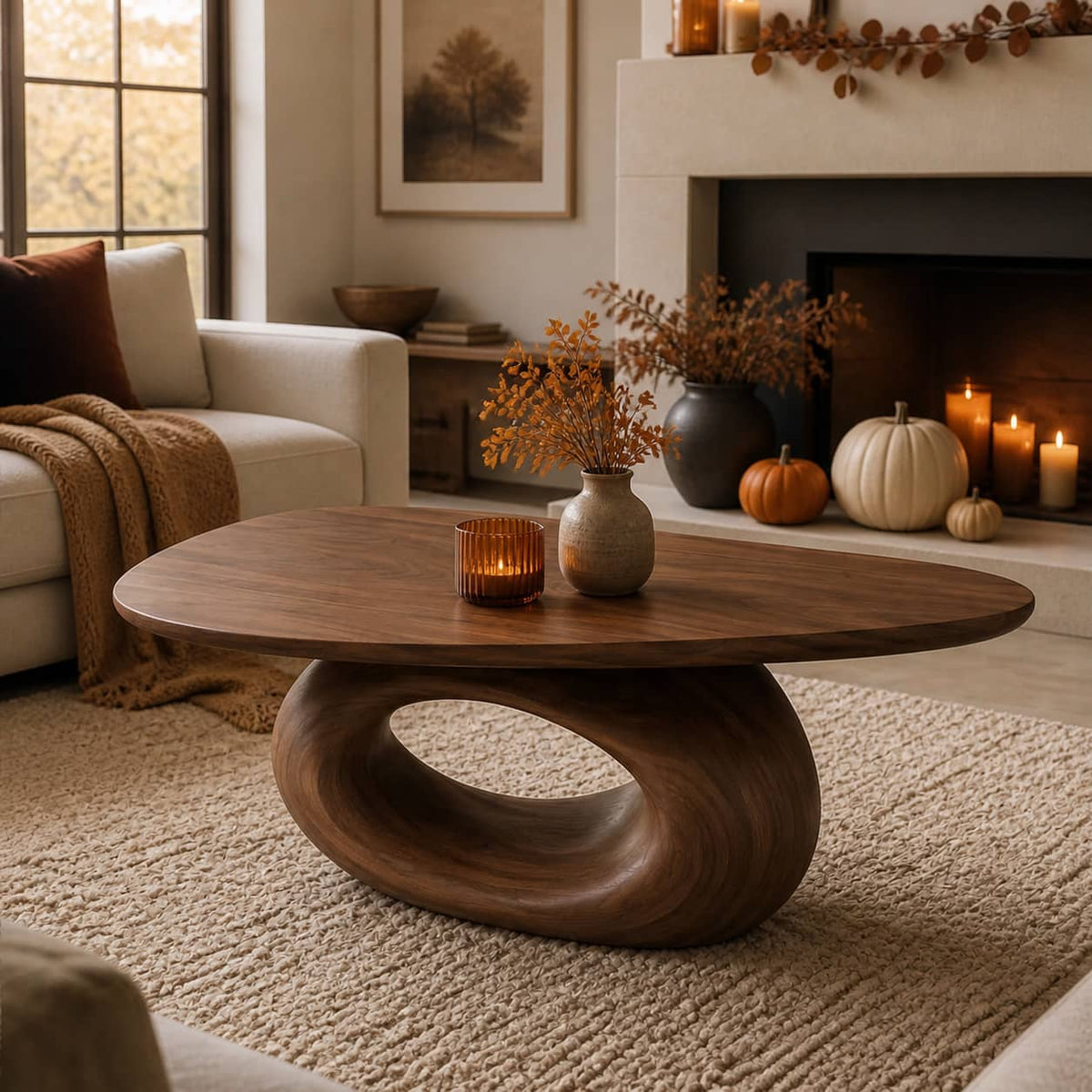 Oswald Freeform Solid Wood Coffee Table For Living Room