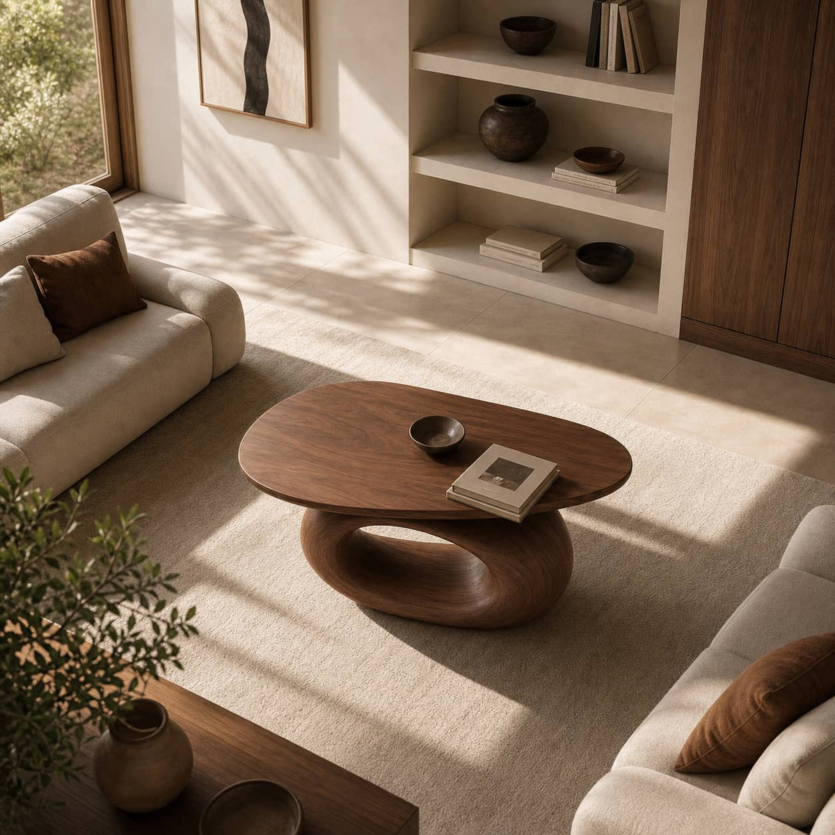 Oswald Freeform Solid Wood Coffee Table For Living Room