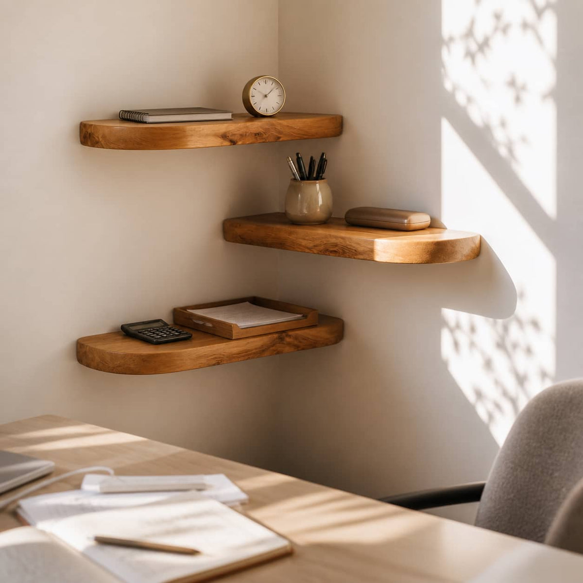 Pax Floating Solid Wood Corner Shelf For Furniture Decor And Living Room