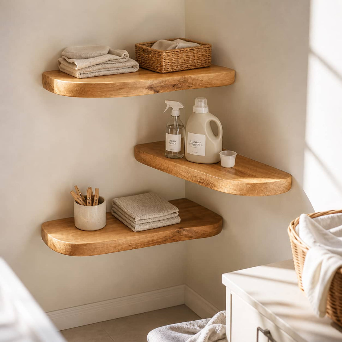 Pax Floating Solid Wood Corner Shelf For Furniture Decor And Living Room