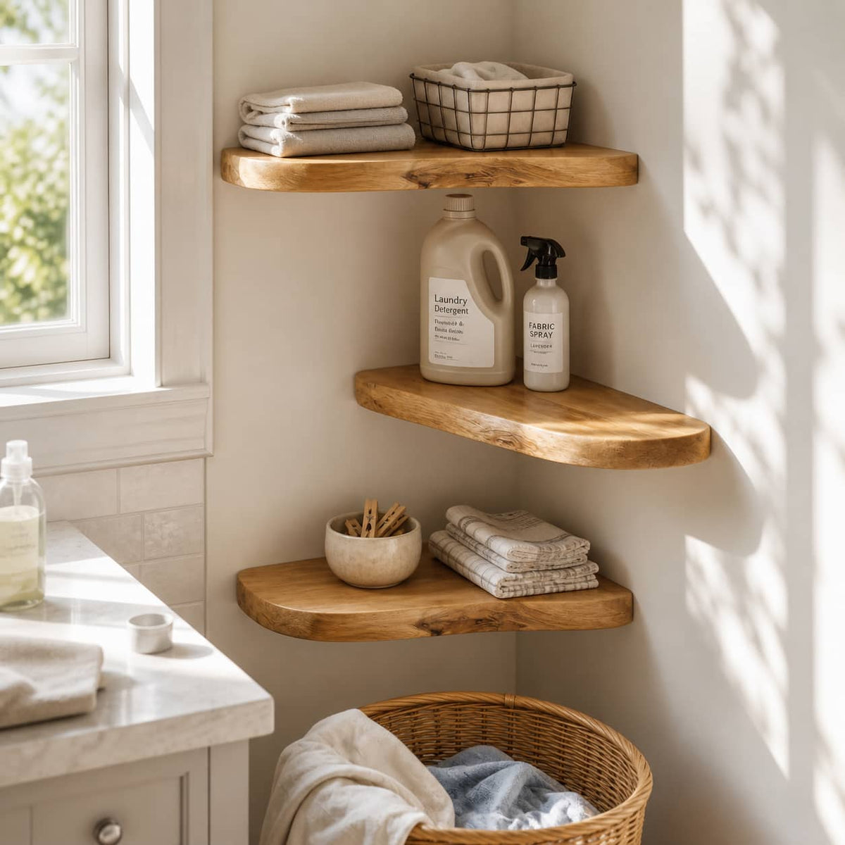 Pax Floating Solid Wood Corner Shelf For Furniture Decor And Living Room