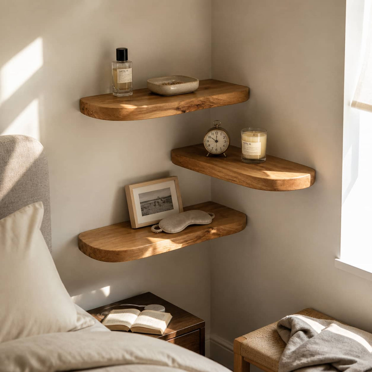 Pax Floating Solid Wood Corner Shelf For Furniture Decor And Living Room