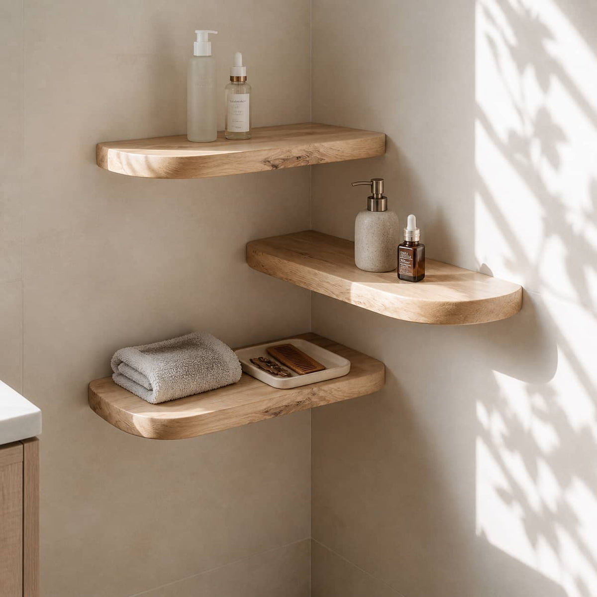 Pax Floating Solid Wood Corner Shelf For Furniture Decor And Living Room