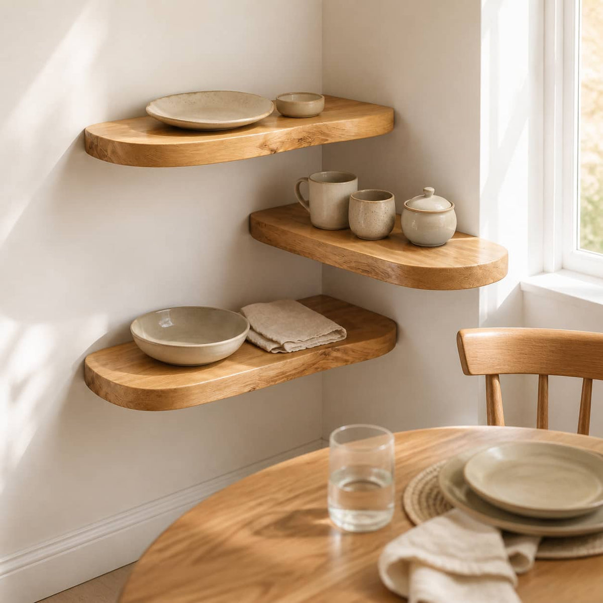 Pax Floating Solid Wood Corner Shelf For Furniture Decor And Living Room