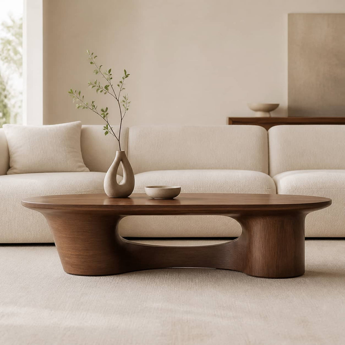 Quentin Bridge-Base Solid Wood Coffee Table For Living Room
