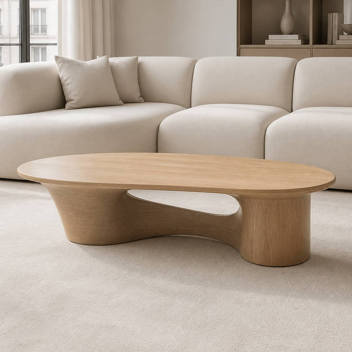 Quentin Bridge-Base Solid Wood Coffee Table For Living Room