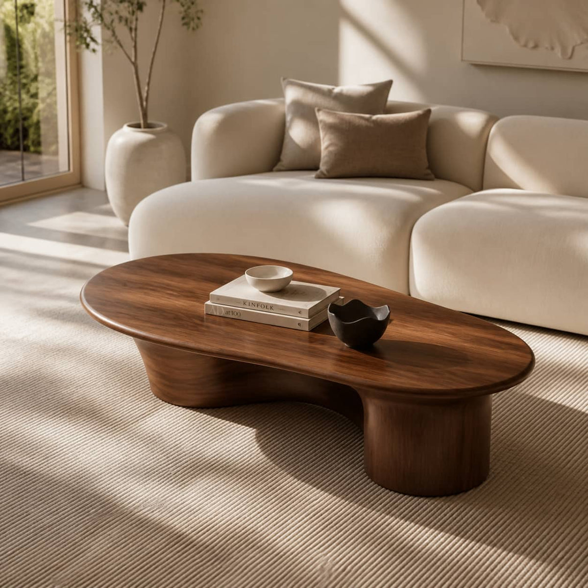 Quentin Bridge-Base Solid Wood Coffee Table For Living Room