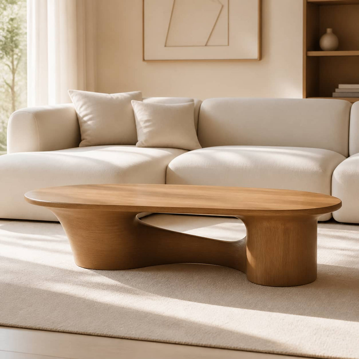 Quentin Bridge-Base Solid Wood Coffee Table For Living Room