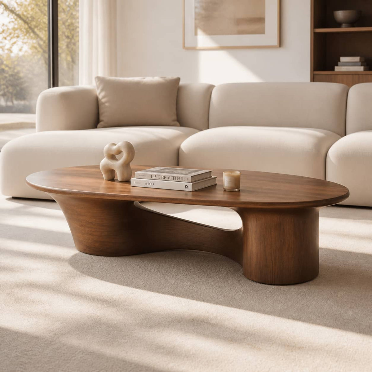 Quentin Bridge-Base Solid Wood Coffee Table For Living Room