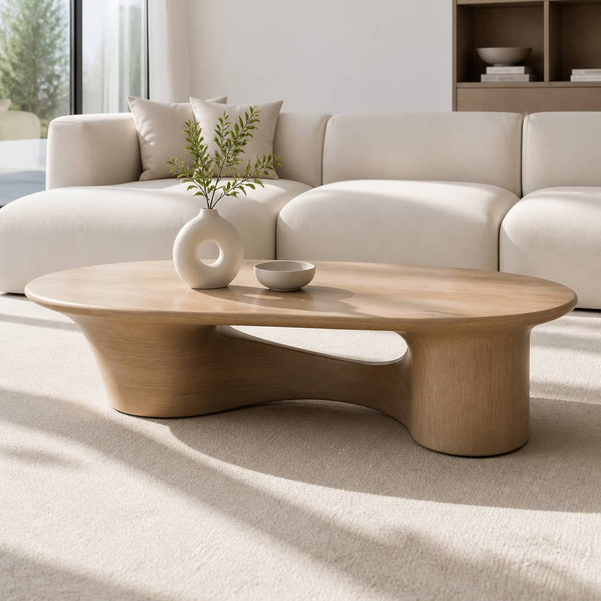 Quentin Bridge-Base Solid Wood Coffee Table For Living Room