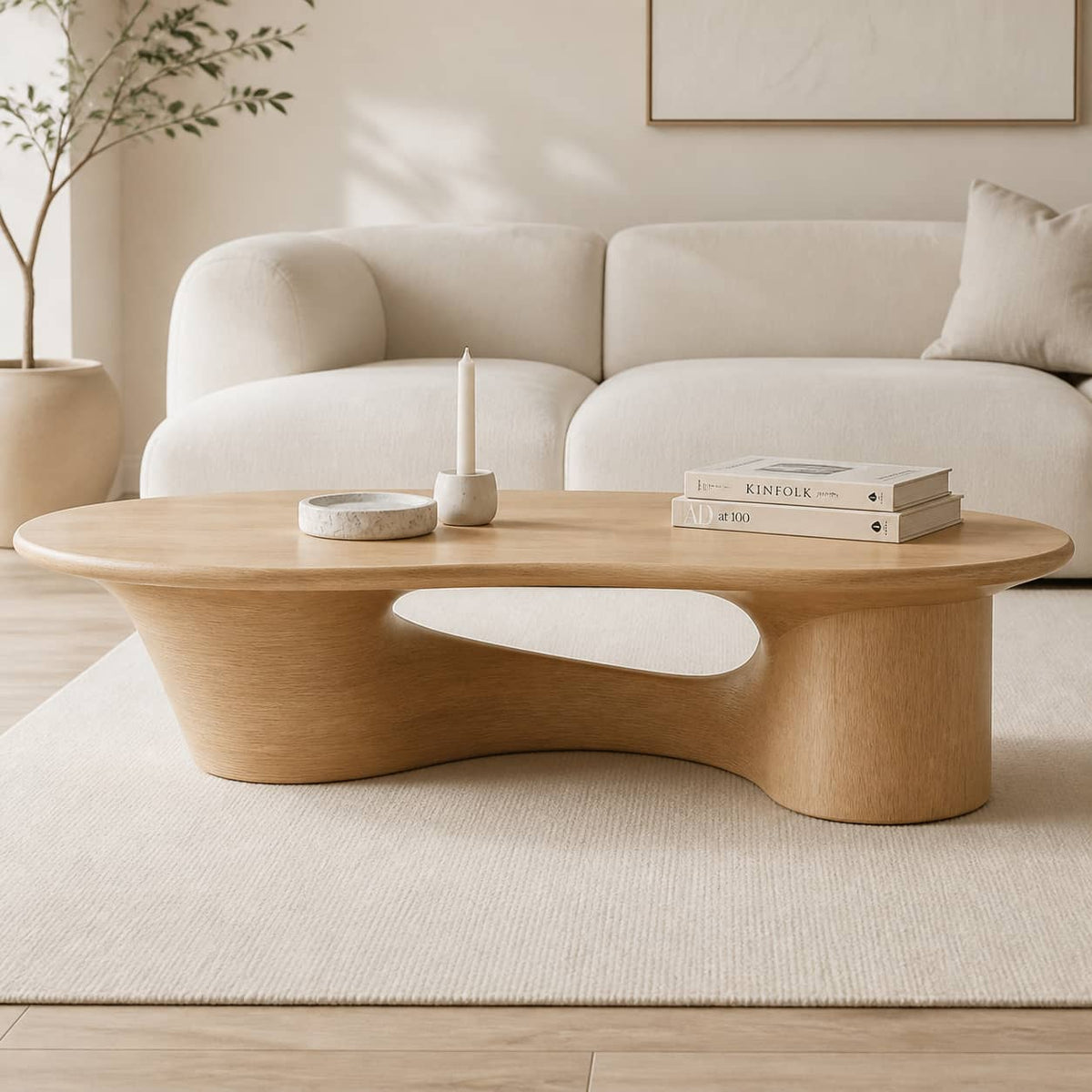 Quentin Bridge-Base Solid Wood Coffee Table For Living Room