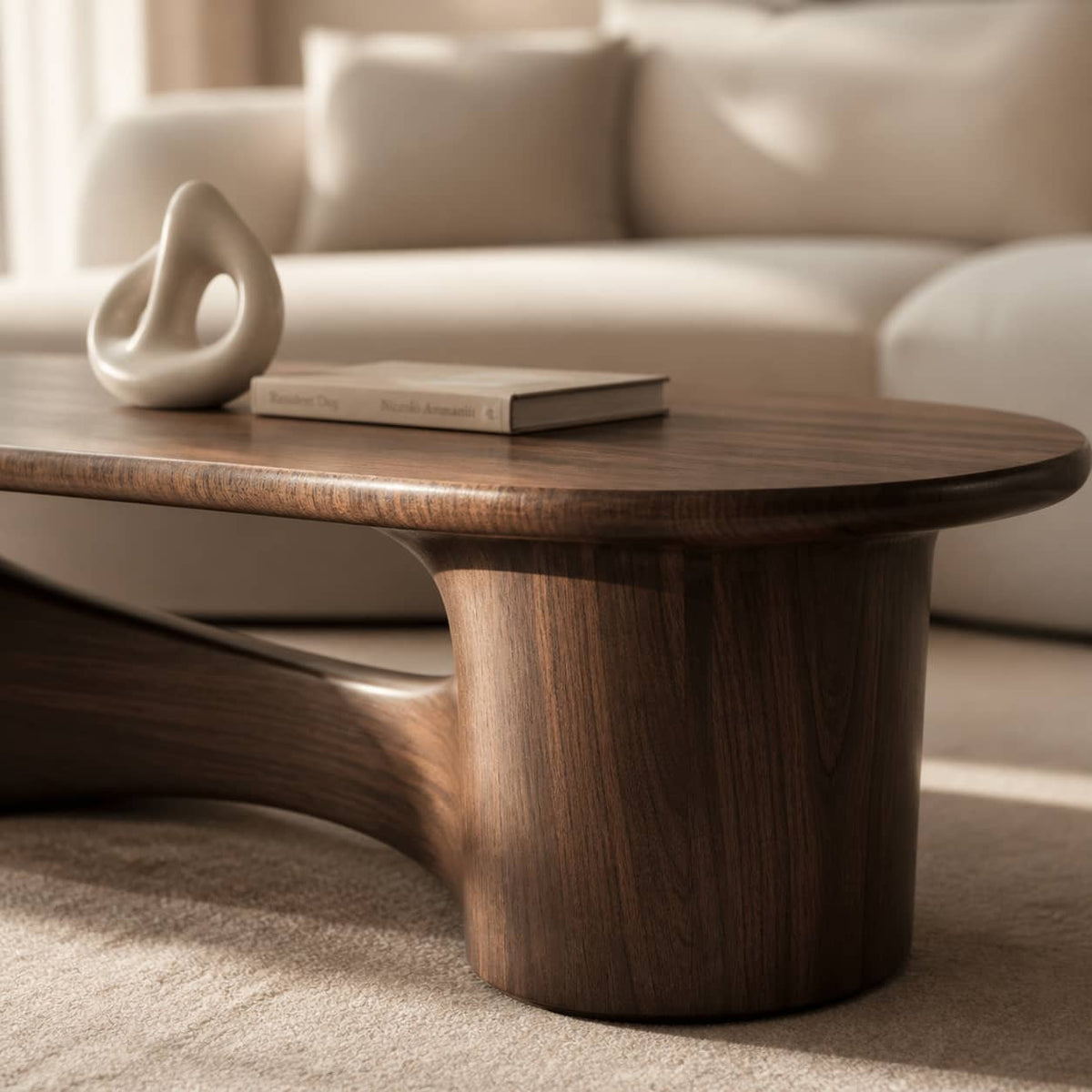 Quentin Bridge-Base Solid Wood Coffee Table For Living Room