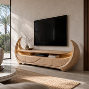 Rivello Ripple Front Solid Wood TV Stand For Living Room