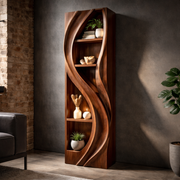 Wavenna Wave Solid Wood Standing Shelf For Living Room