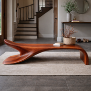 Fluenta Flowing Solid Wood Bench For Entryway
