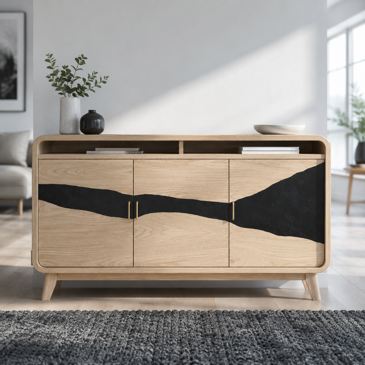 Silvane Live Edge Solid Wood Sideboard Console For Living Room