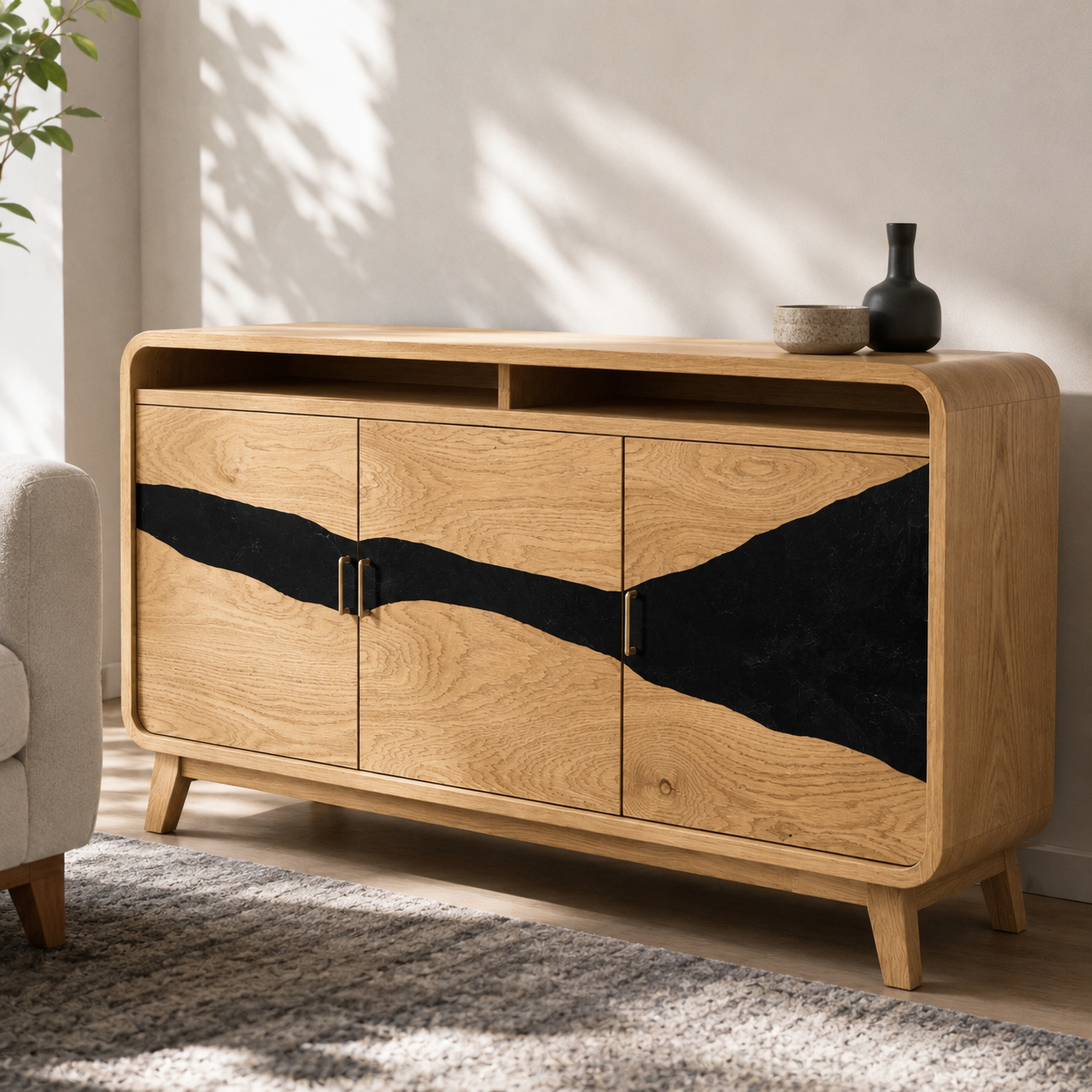 Silvane Live Edge Solid Wood Sideboard Console For Living Room