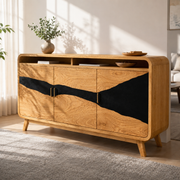 Silvane Live Edge Solid Wood Sideboard Console For Living Room