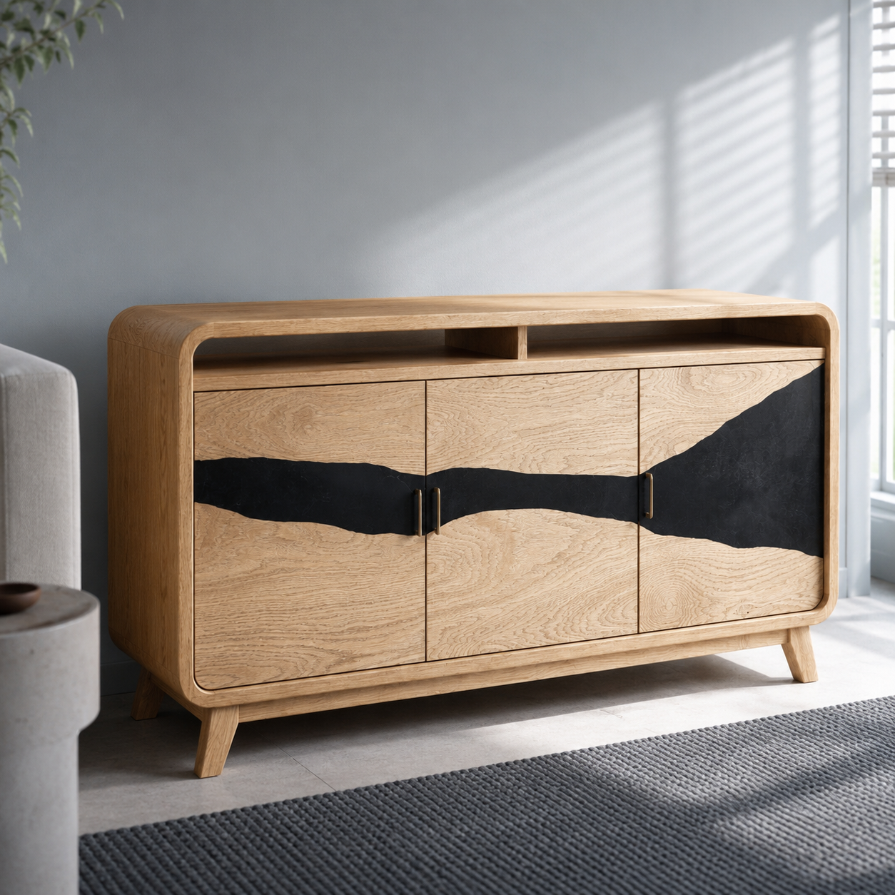 Silvane Live Edge Solid Wood Sideboard Console For Living Room
