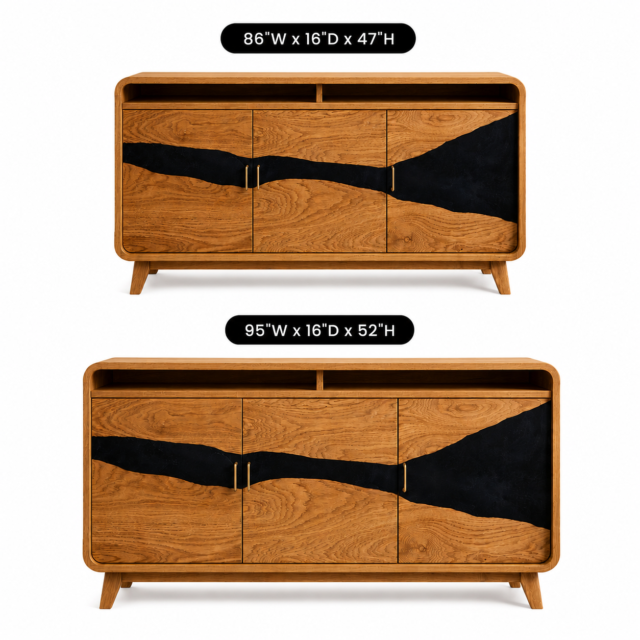 Silvane Live Edge Solid Wood Sideboard Console For Living Room