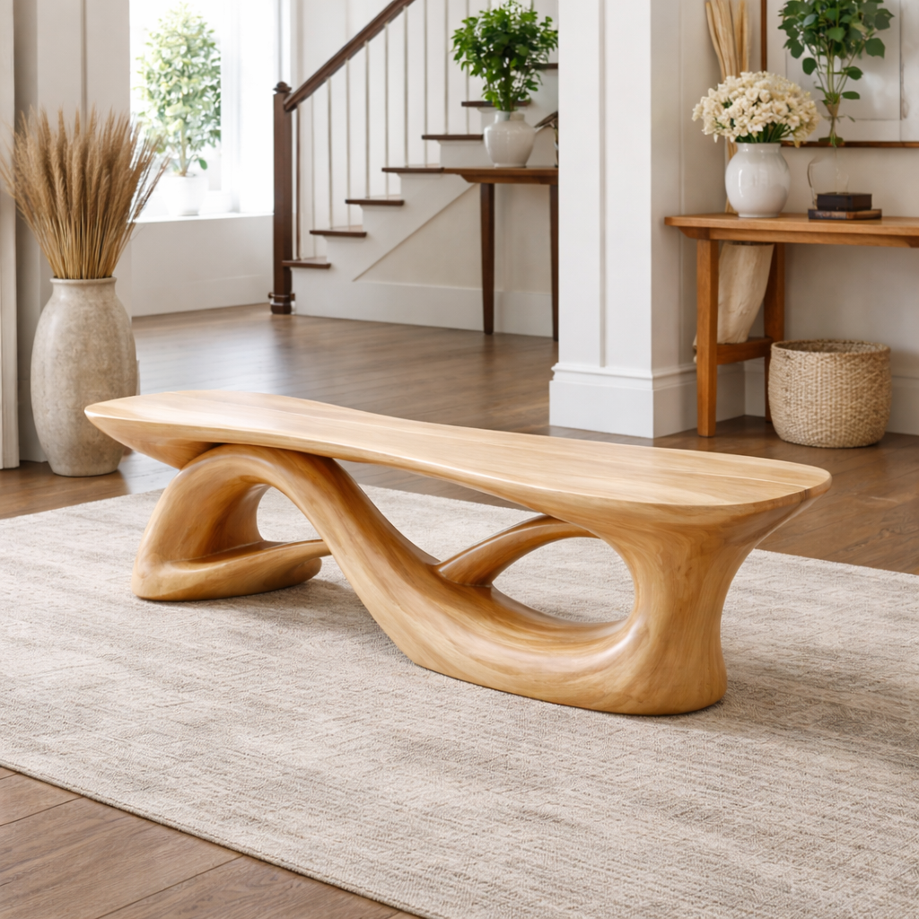 Seataro Modern Solid Wood Entryway Bench For Entryway