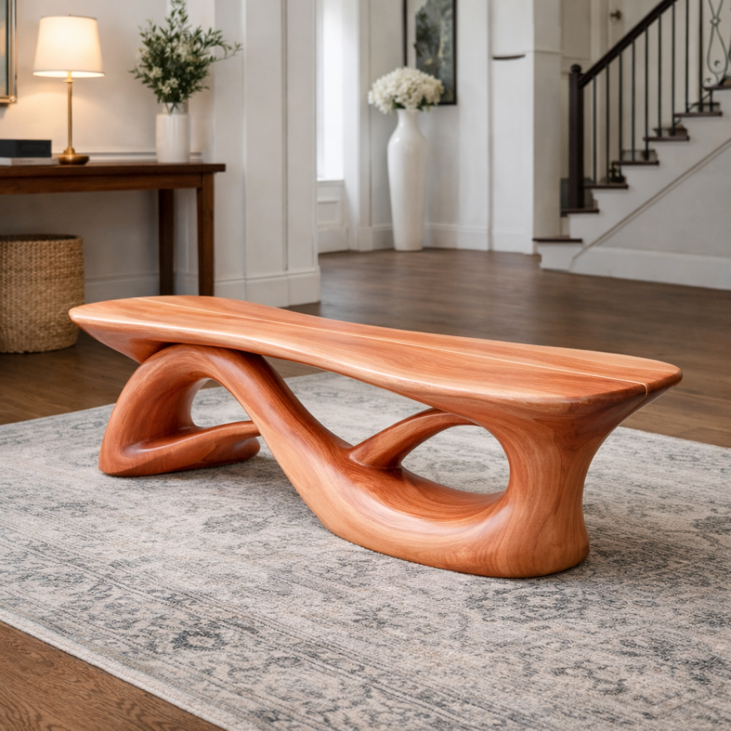 Seataro Modern Solid Wood Entryway Bench For Entryway