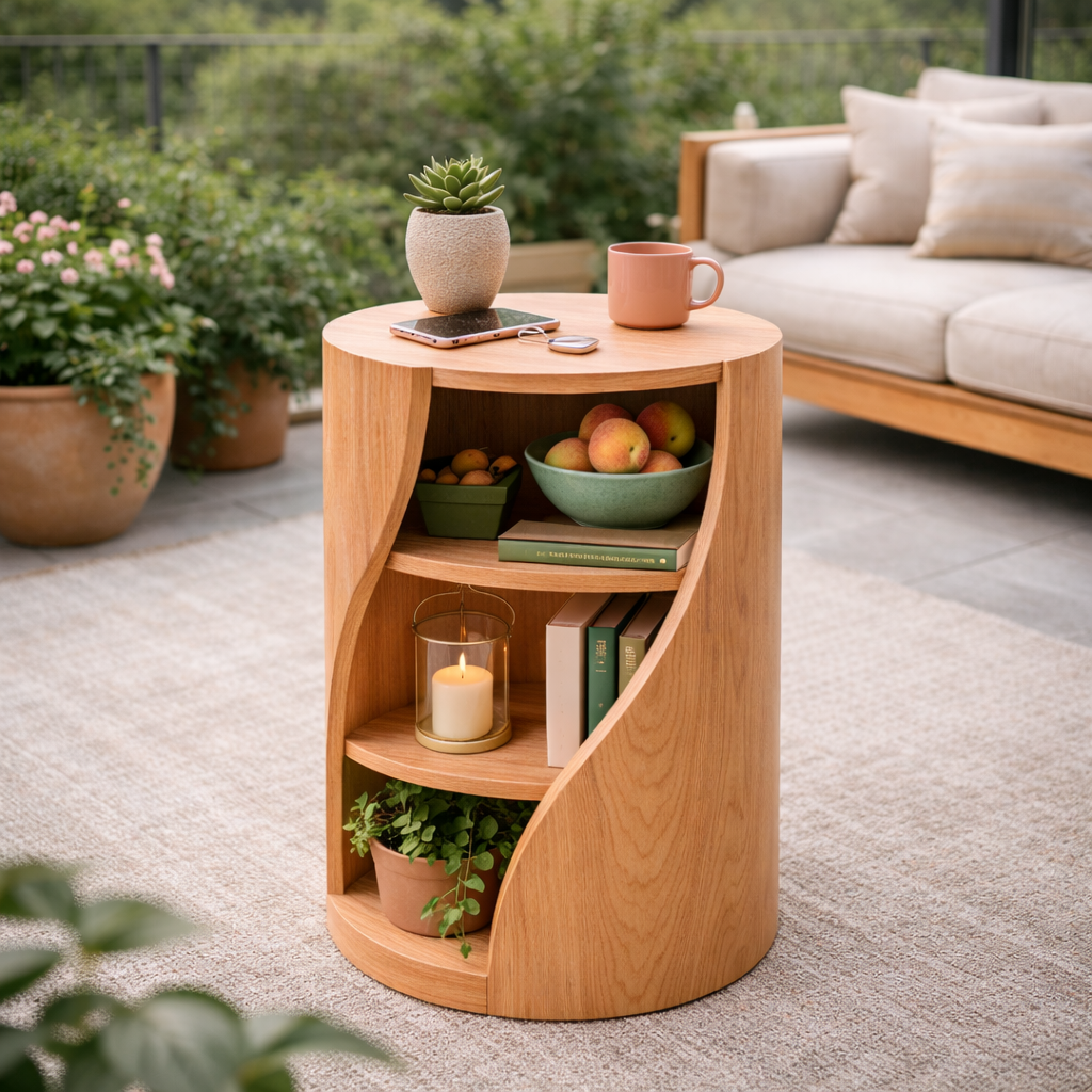 Spirello Spiral Solid Wood Bookcase For Living Room