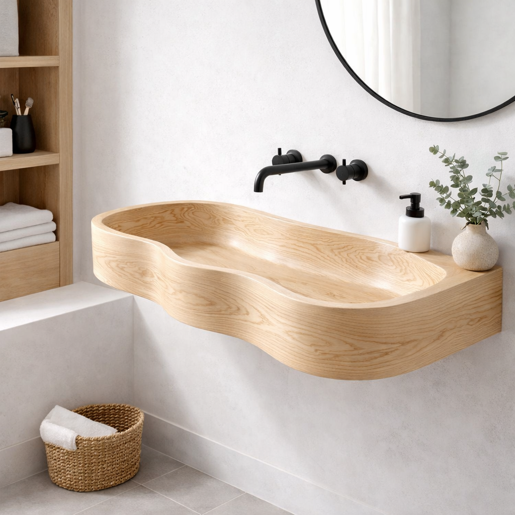 Muralla Wall-Mounted Solid Wood Vanity For Bathroom