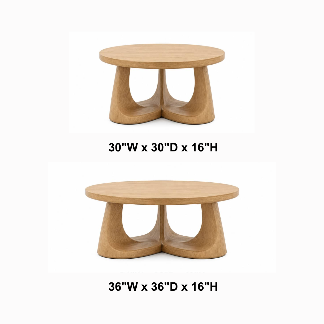 Silas Sweeping-Arch Solid Wood Coffee Table For Living Room
