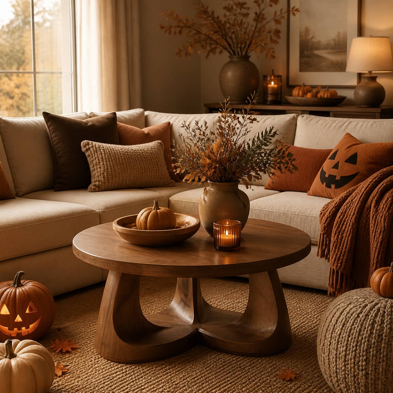 Silas Sweeping-Arch Solid Wood Coffee Table For Living Room