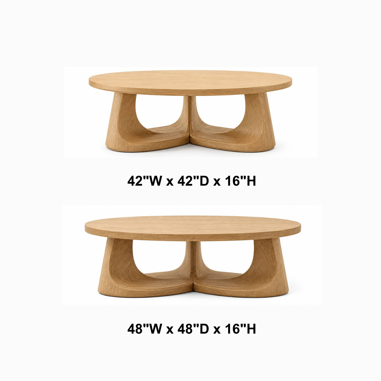 Silas Sweeping-Arch Solid Wood Coffee Table For Living Room