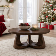 Silas Sweeping-Arch Solid Wood Coffee Table For Living Room