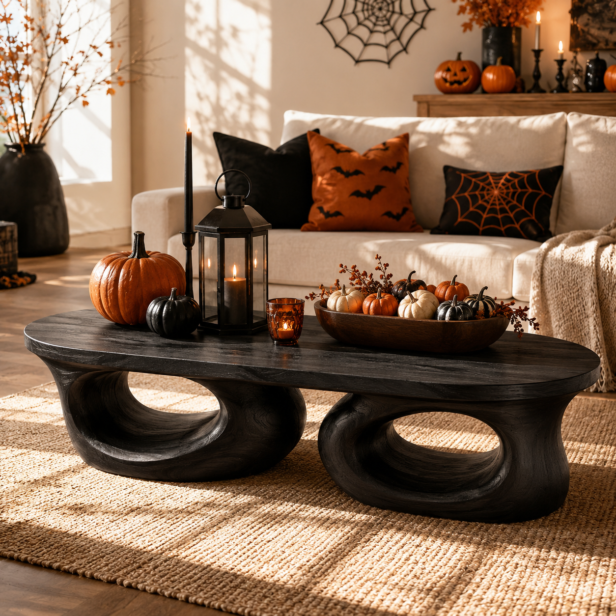 Aervon Fluid Loop Solid Wood Coffee Table For Living Room