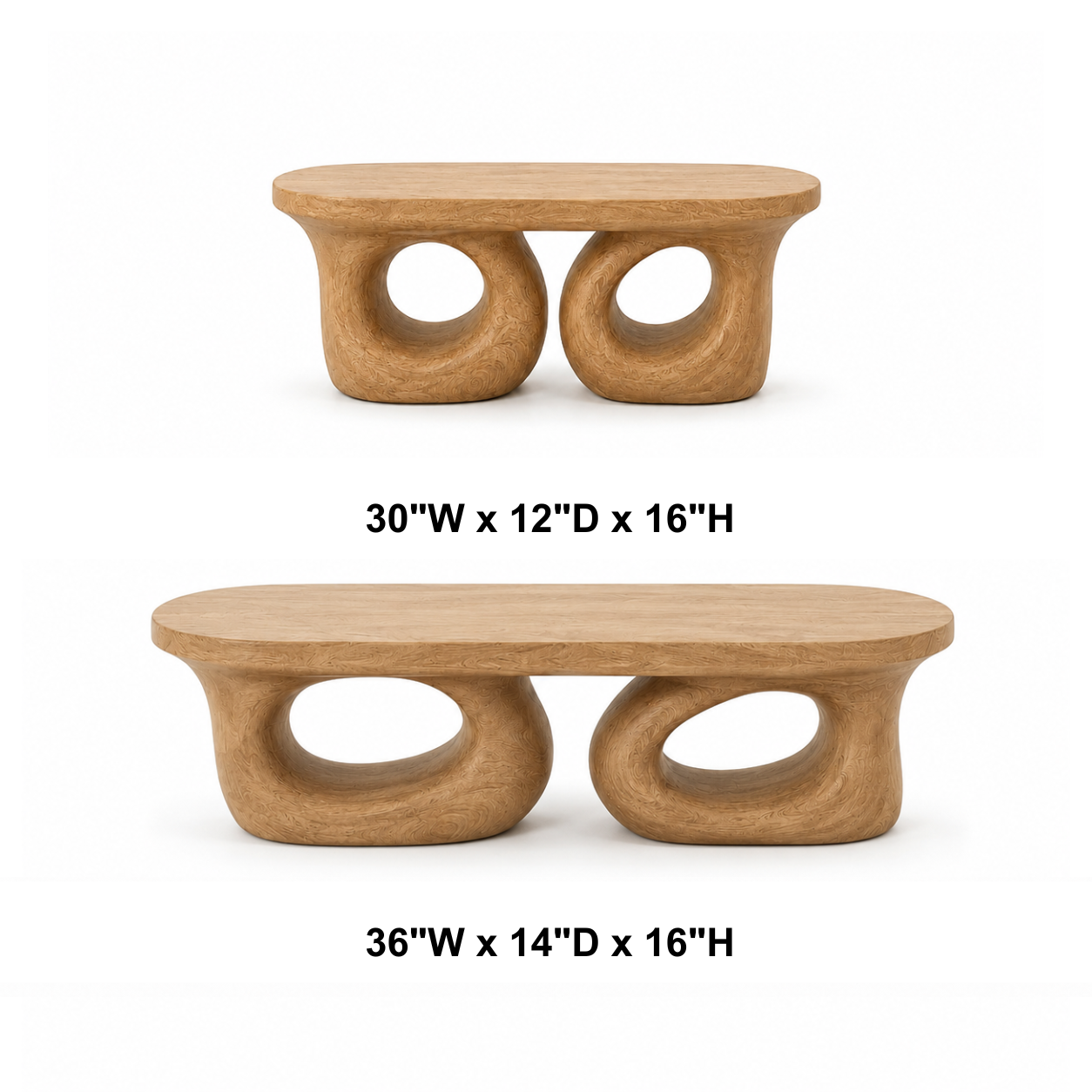 Aervon Fluid Loop Solid Wood Coffee Table For Living Room