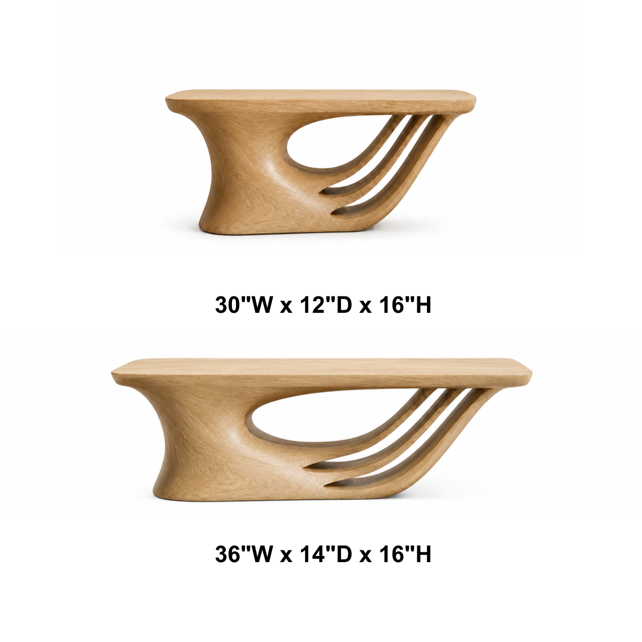 Curvara Sculptural Base Solid Wood Coffee Table For Living Room