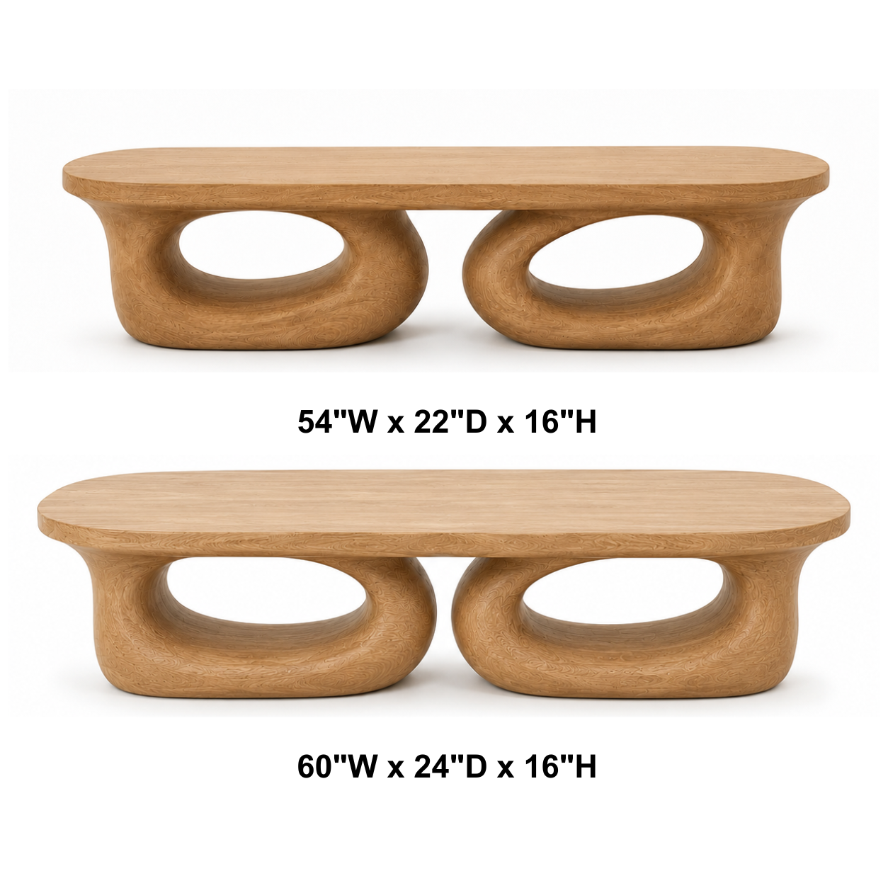 Aervon Fluid Loop Solid Wood Coffee Table For Living Room
