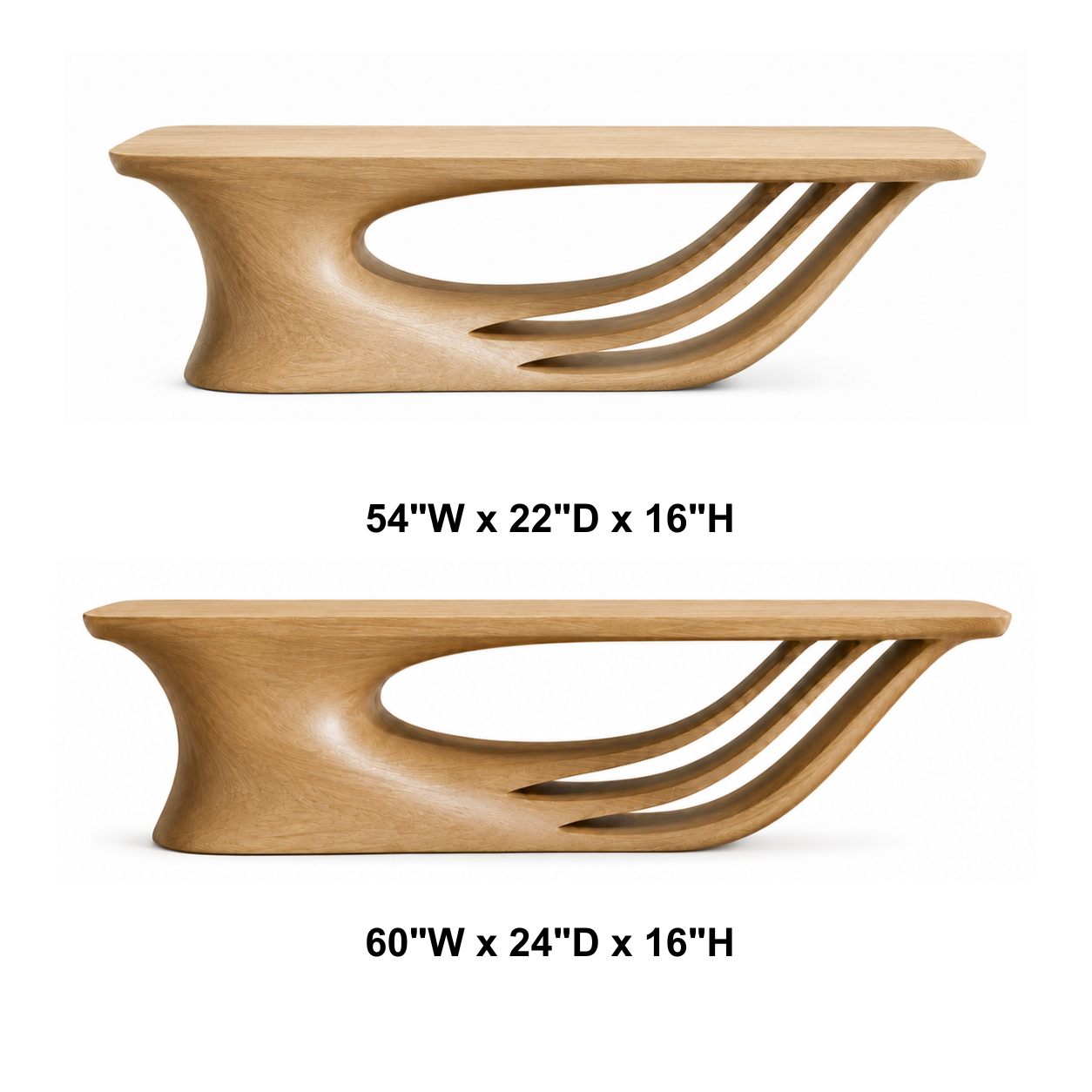 Curvara Sculptural Base Solid Wood Coffee Table For Living Room