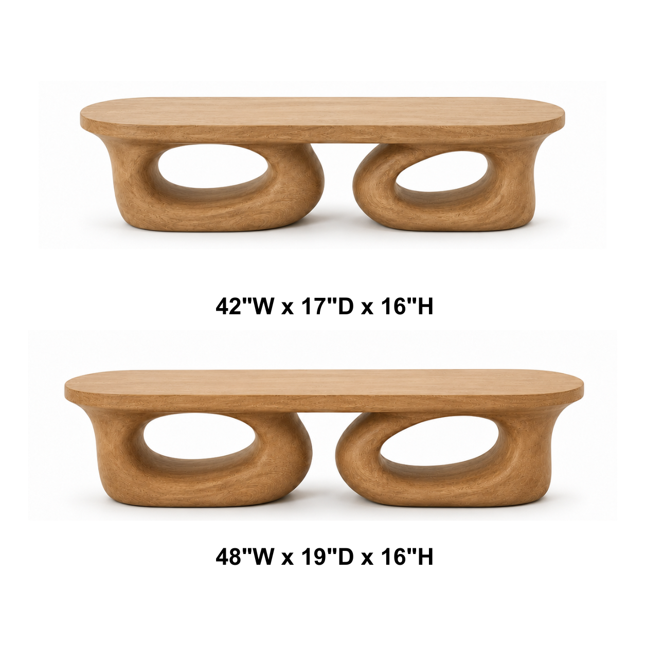 Aervon Fluid Loop Solid Wood Coffee Table For Living Room