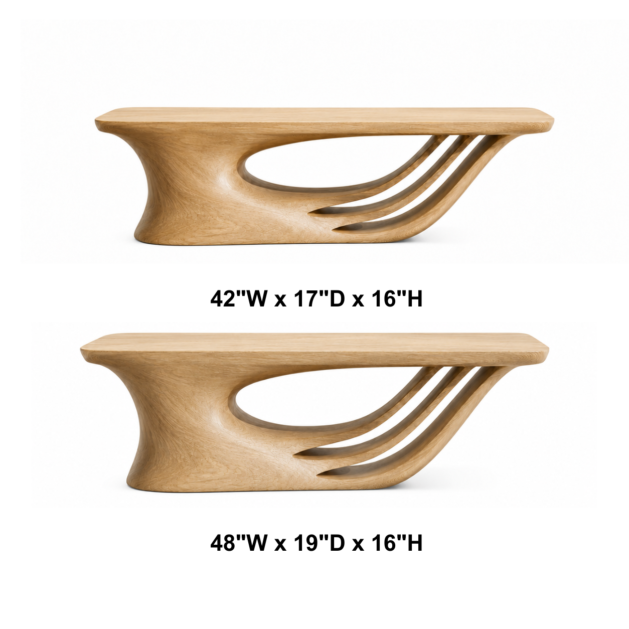 Curvara Sculptural Base Solid Wood Coffee Table For Living Room