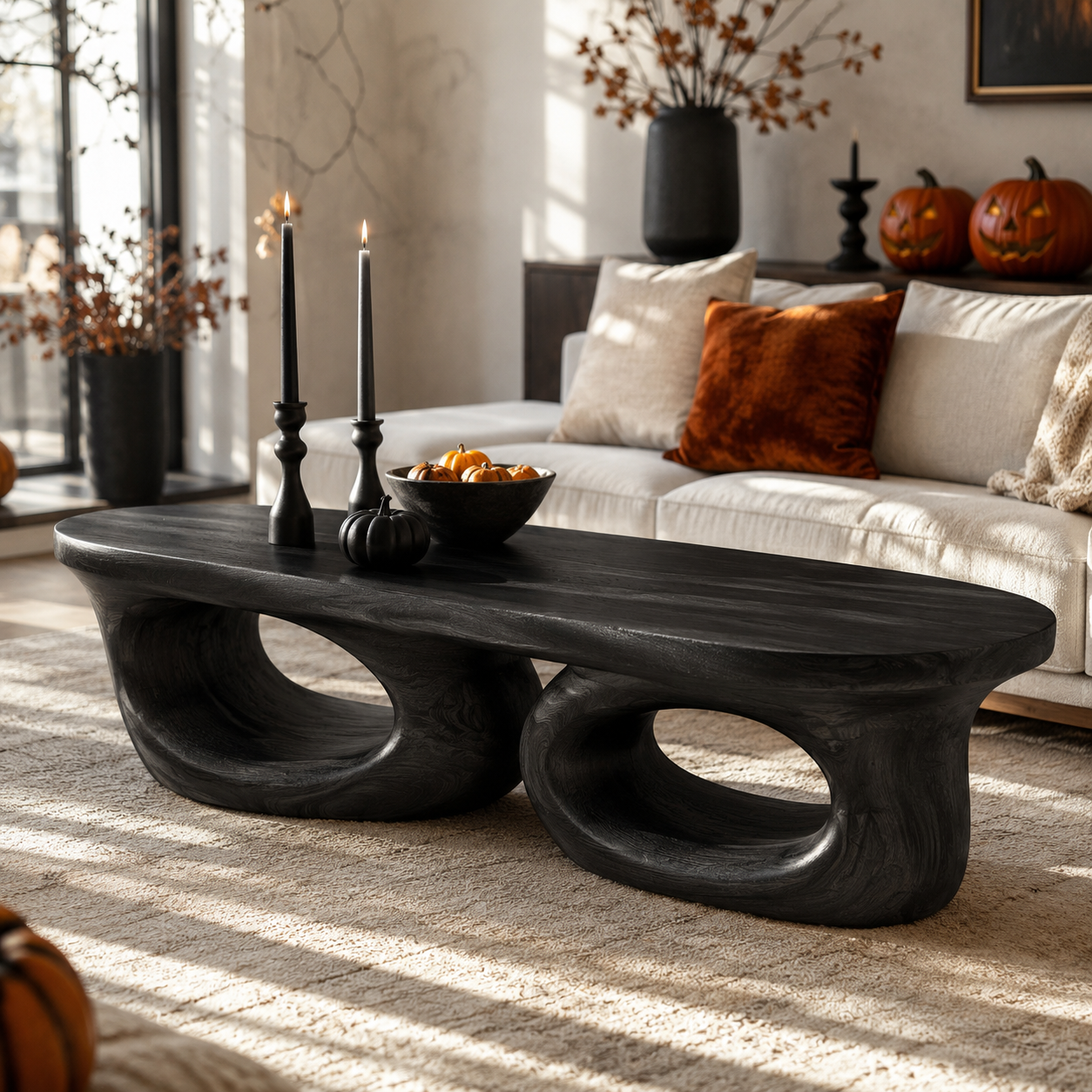 Aervon Fluid Loop Solid Wood Coffee Table For Living Room