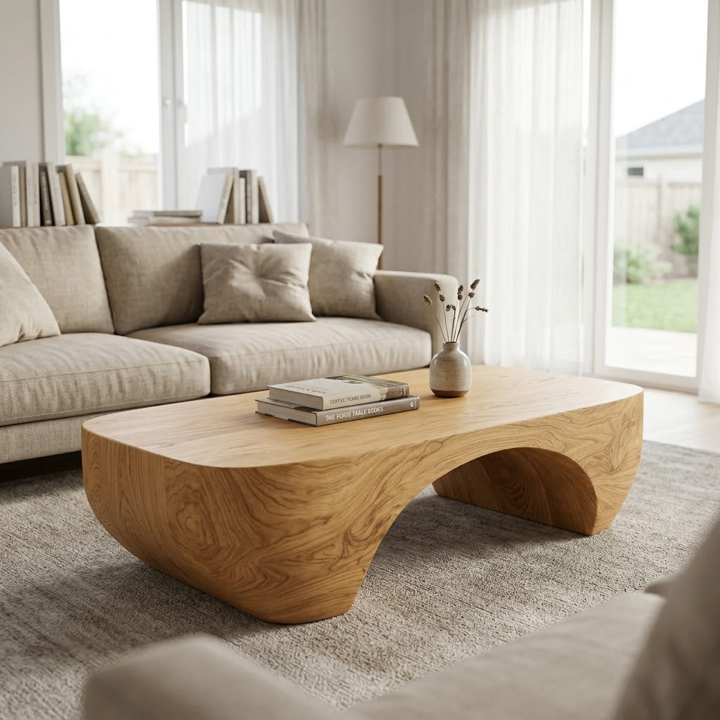Solis Arched Bridge Solid Wood Coffee Table