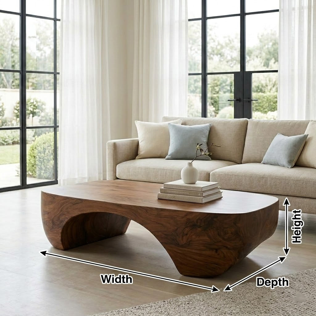 Solis Arched Bridge Solid Wood Coffee Table For Living Room