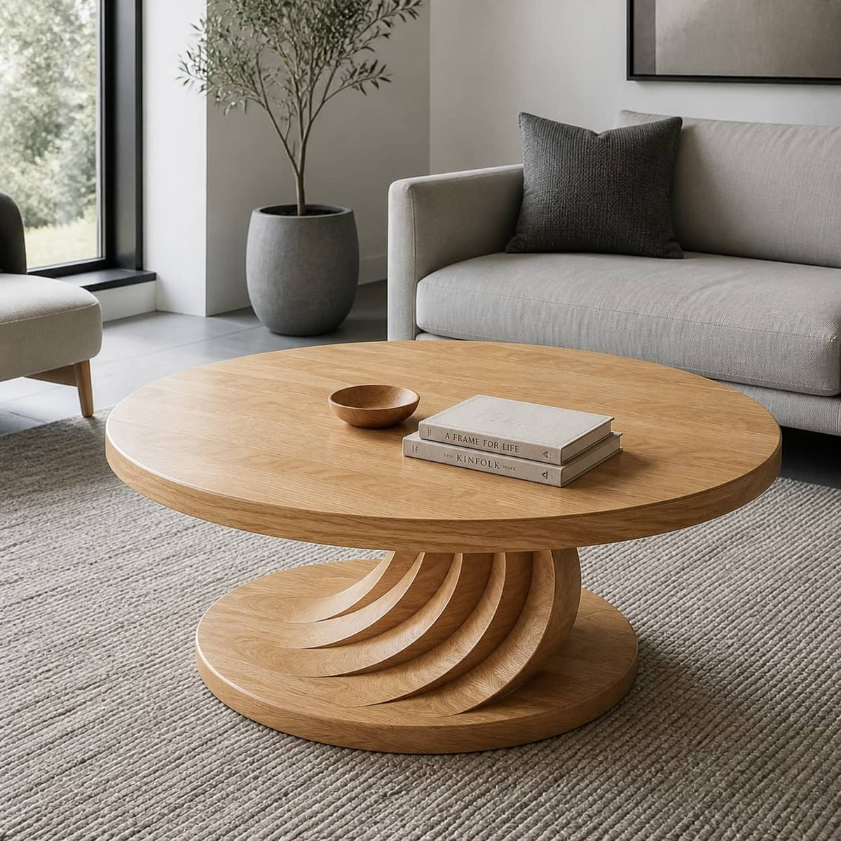 Sugi Spiral Solid Wood Coffee Table For Living Room