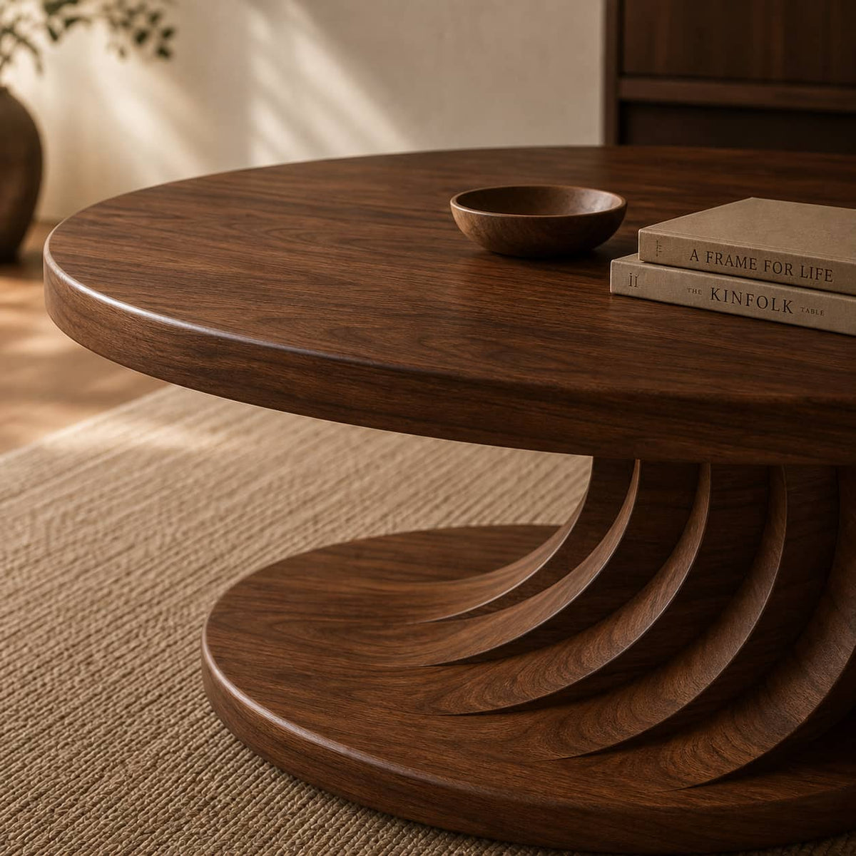 Sugi Spiral Solid Wood Coffee Table For Living Room