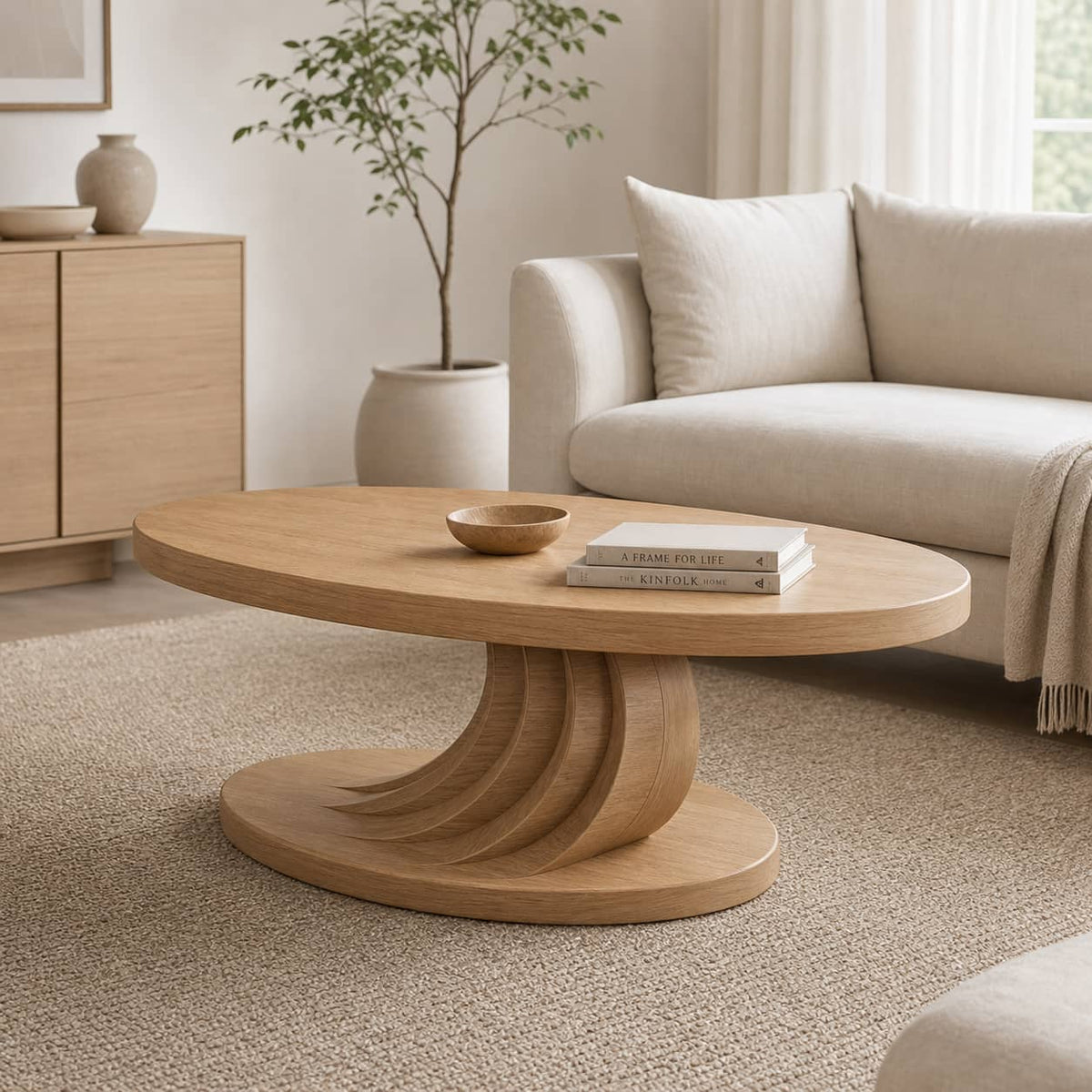 Sugi Spiral Solid Wood Coffee Table For Living Room