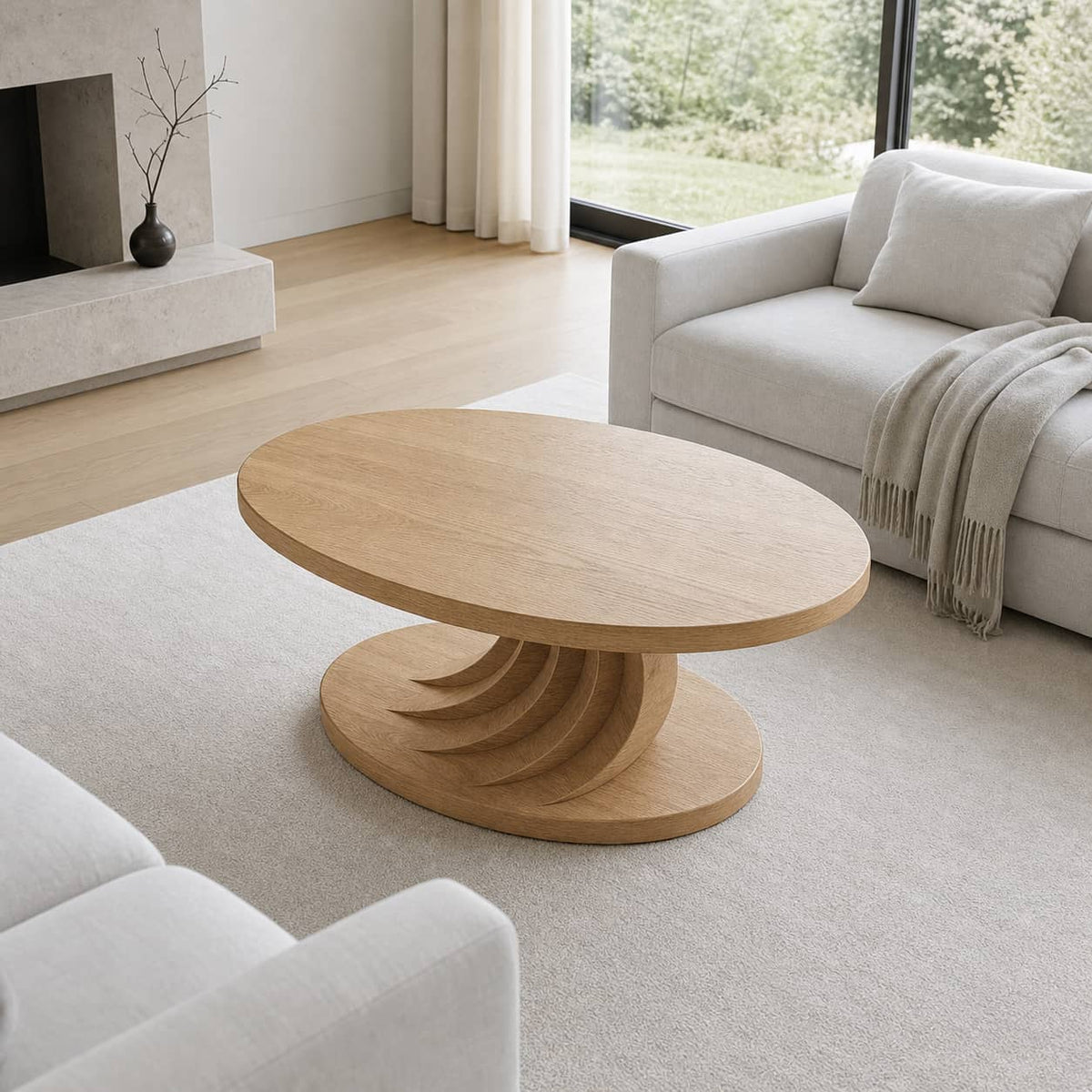 Sugi Spiral Solid Wood Coffee Table For Living Room