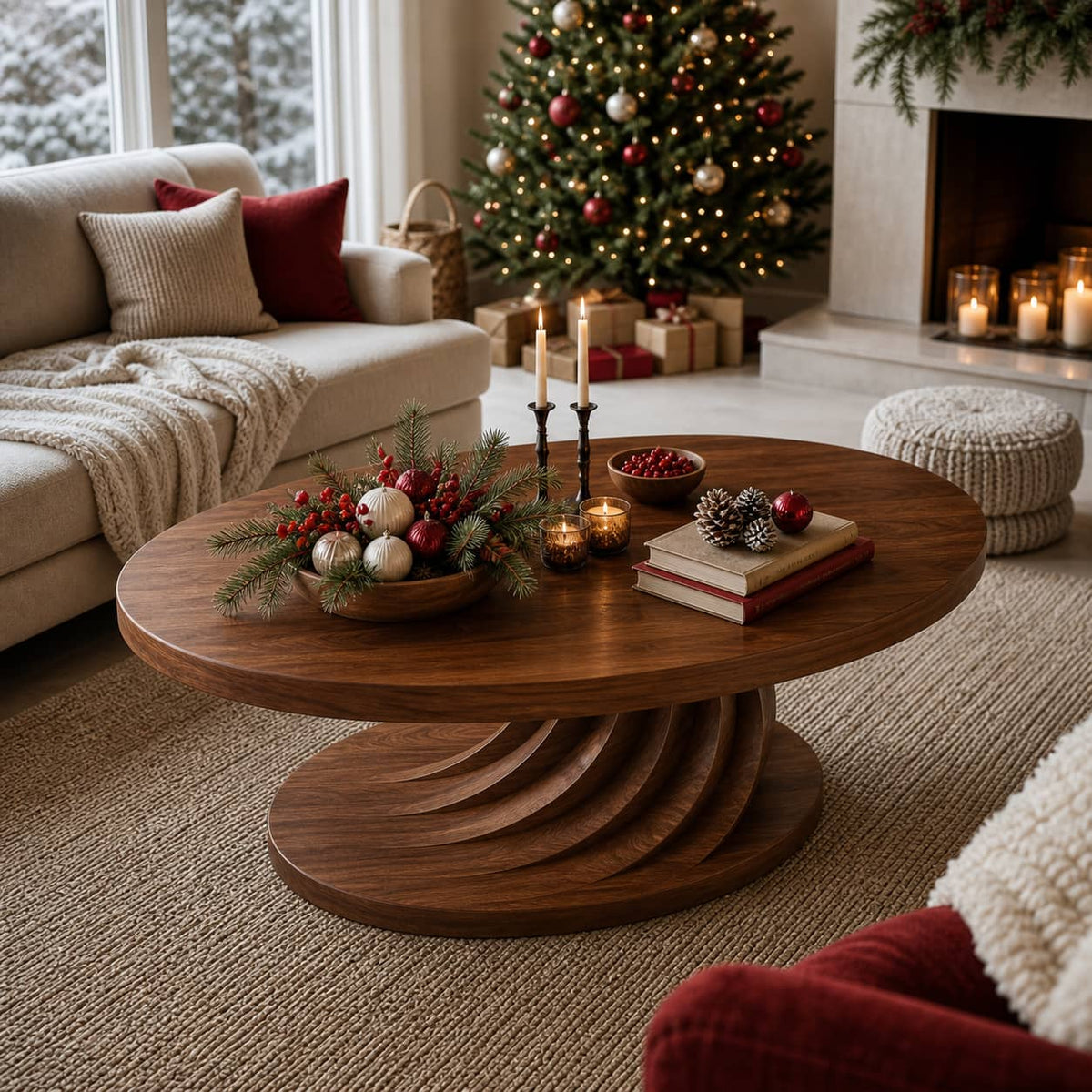 Sugi Spiral Solid Wood Coffee Table For Living Room